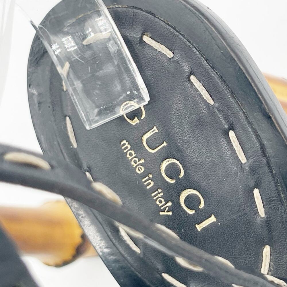 Gucci S/S 2002 Tom Ford Black Bamboo Heel Lace Up Wrap Sandal Heels US 7.5 - Picture 13 of 16